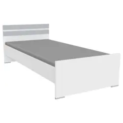 Bett 90/200 cm in Weiß, Hellgrau