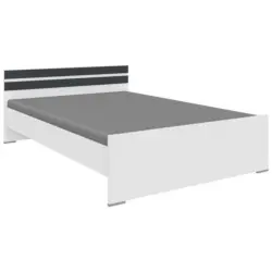 Bett 140/200 cm in Graphitfarben, Weiß