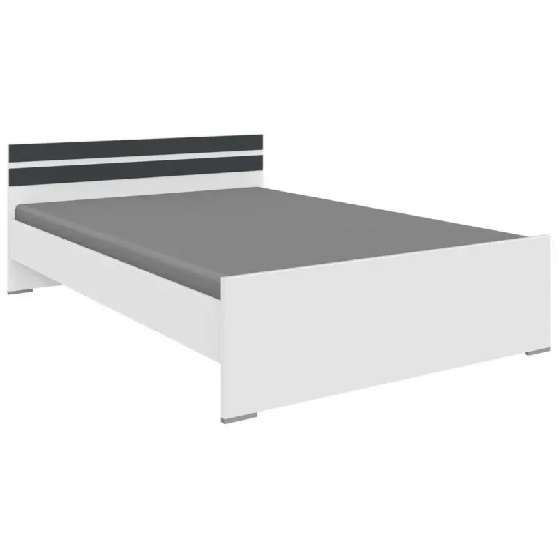 Bett 140/200 cm in Graphitfarben, Weiß