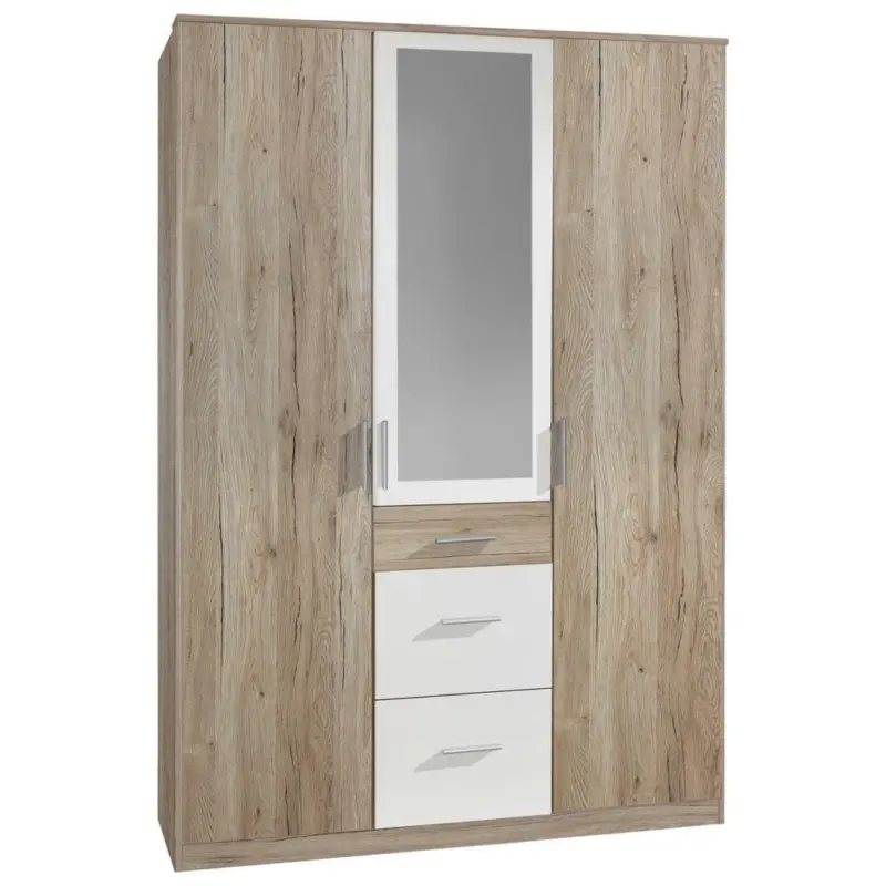Kleiderschrank in Weiß, Eiche San Remo