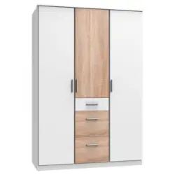 Kleiderschrank in Weiß, Eichefarben