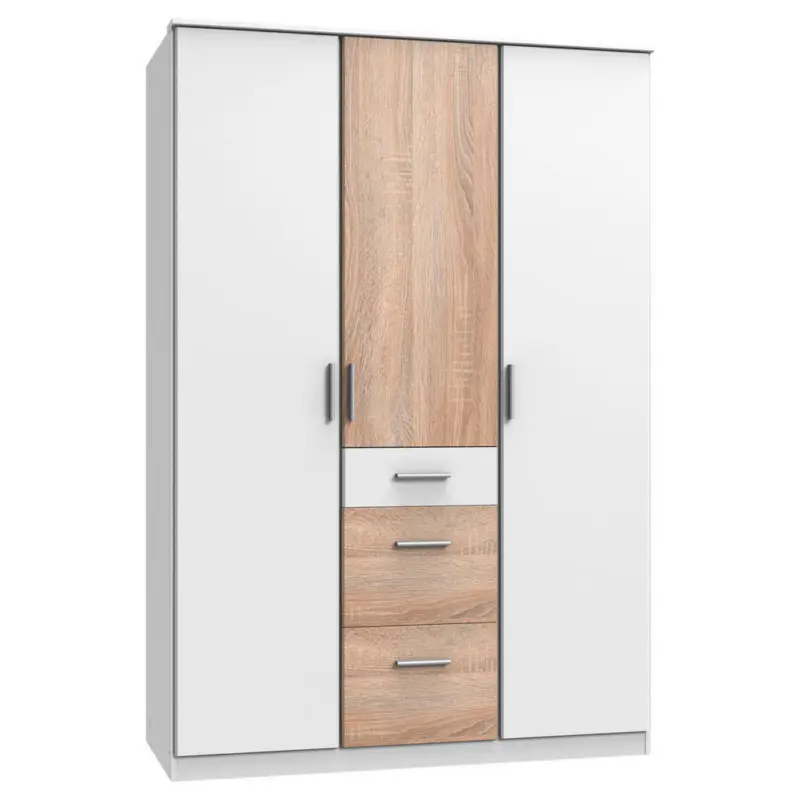 Kleiderschrank in Weiß, Eichefarben