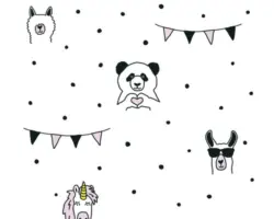 Vliestapete 38138-1 Little Love Punkte & Tiere schwarz weiß rosa