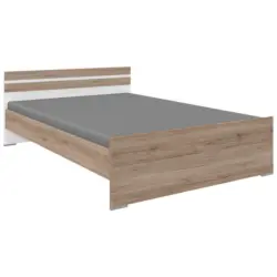 Bett 120/200 cm in Wei&szlig;, Eiche San Remo