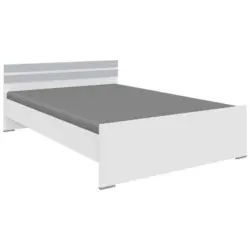 Bett 120/200 cm in Wei&szlig;, Hellgrau