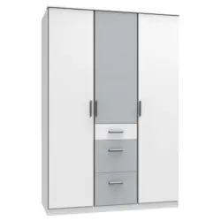 Kleiderschrank in Wei&szlig;, Hellgrau
