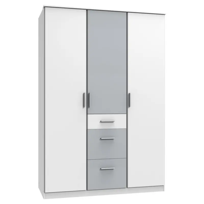 Kleiderschrank in Wei&szlig;, Hellgrau