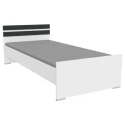 Bett 90/200 cm in Graphitfarben, Weiß