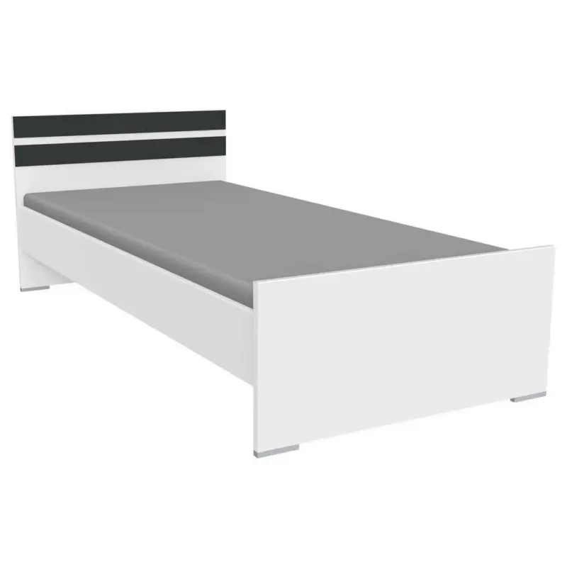 Bett 90/200 cm in Graphitfarben, Weiß