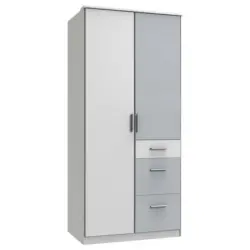 Kleiderschrank in Weiß, Hellgrau