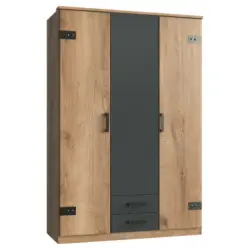 Kleiderschrank in Graphitfarben, Eichefarben