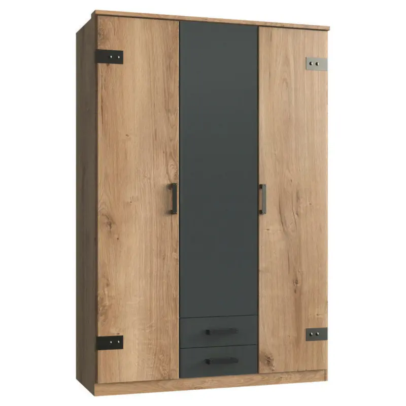 Kleiderschrank in Graphitfarben, Eichefarben