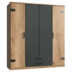 Kleiderschrank in Graphitfarben, Eichefarben