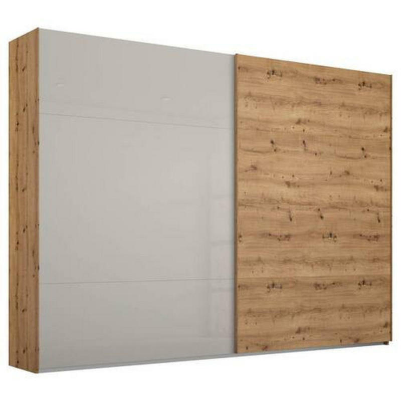 Schwebetürenschrank in Grau, Eichefarben