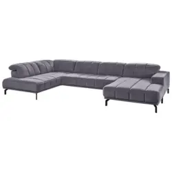 Wohnlandschaft in Velours Anthrazit