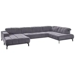 Wohnlandschaft in Velours Anthrazit