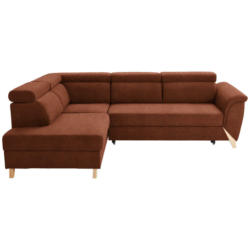 Ecksofa in Webstoff Orange, Rostfarben