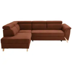 Ecksofa in Webstoff Orange, Rostfarben