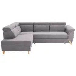Ecksofa in Webstoff Grau, Flieder