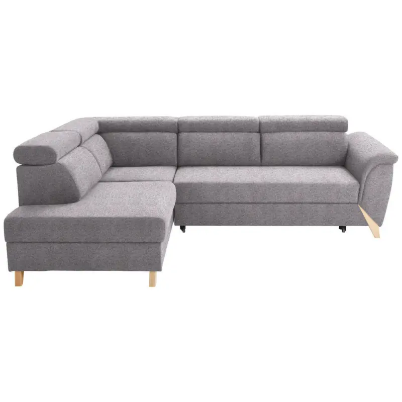 Ecksofa in Webstoff Grau, Flieder