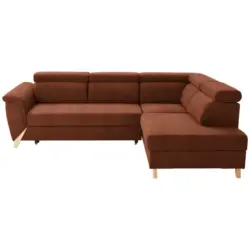 Ecksofa in Webstoff Orange, Rostfarben