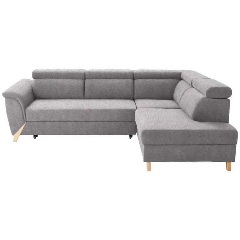 Ecksofa in Webstoff Grau, Flieder