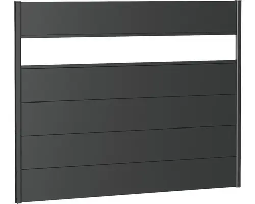 Zaunelement Aluminium biohort mit Glaseinsatz 180 x 135 cm dunkelgrau-metallic