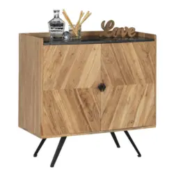 Barschrank in Schwarz, Akaziefarben