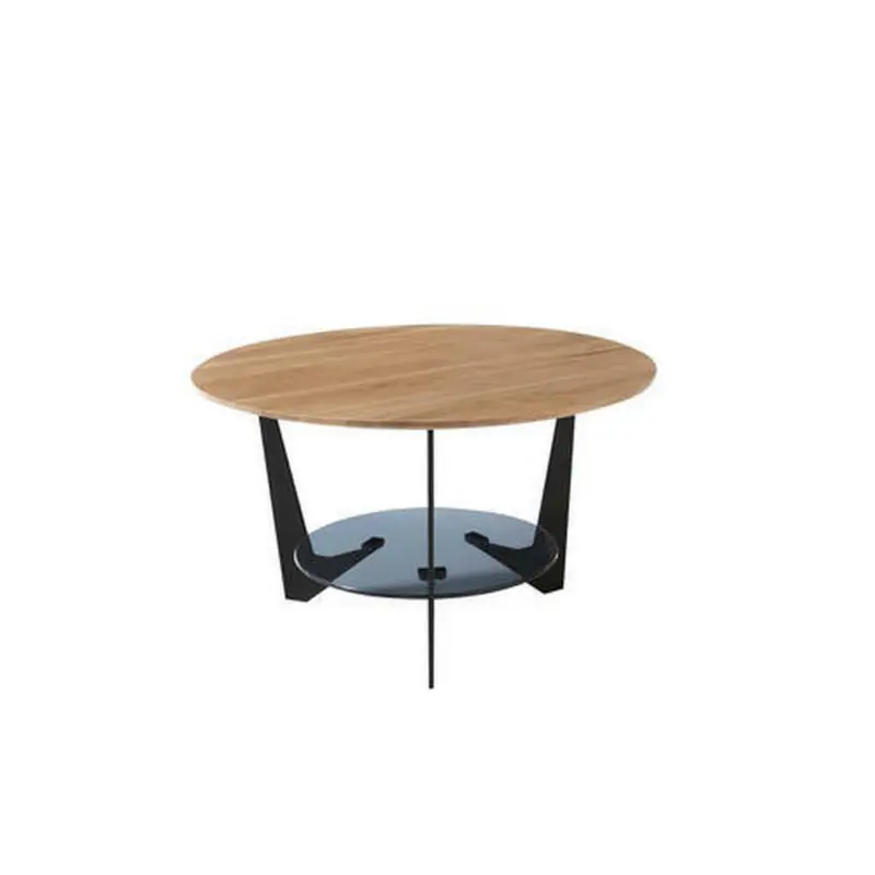 Couchtisch in Holz, Metall, Glas 70/70/40 cm