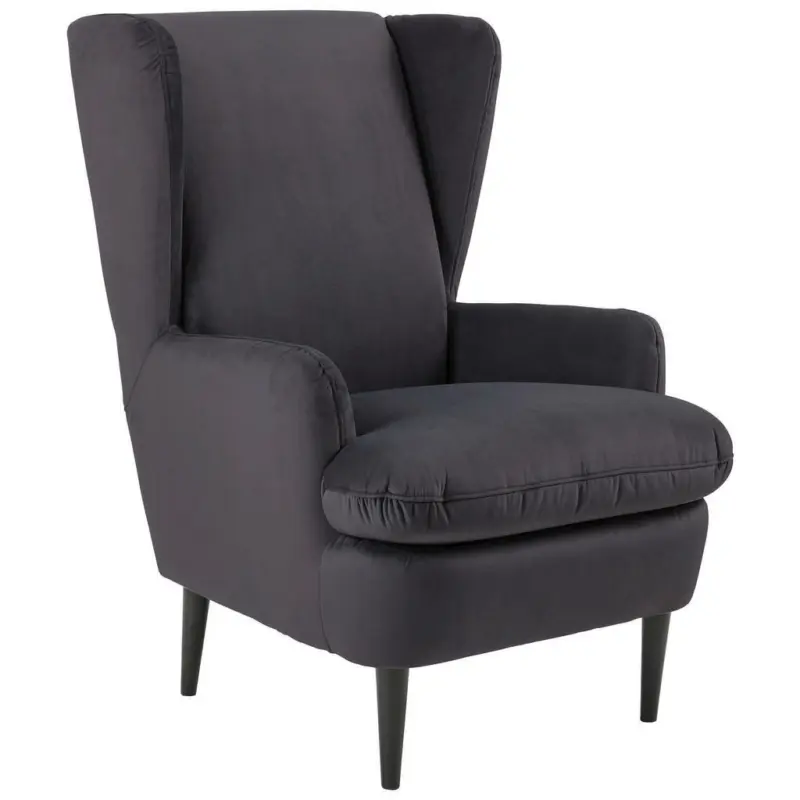 Ohrensessel in Samt Anthrazit