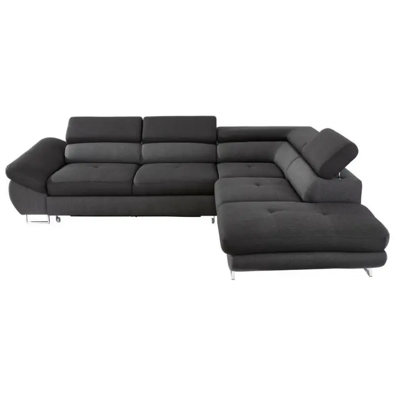 Ecksofa in Webstoff Schwarz, Dunkelgrau