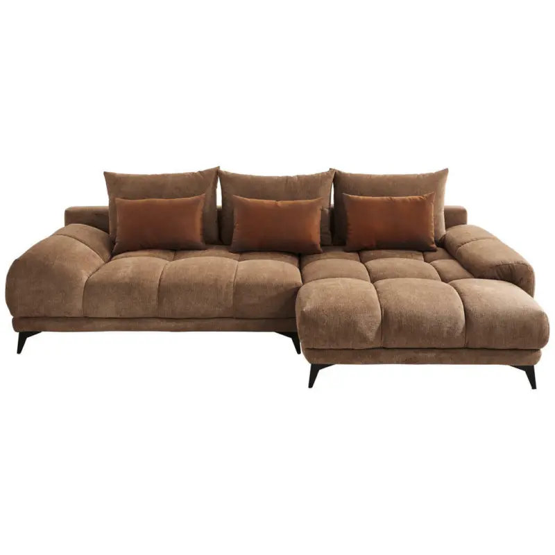 Ecksofa in Flachgewebe Cognac