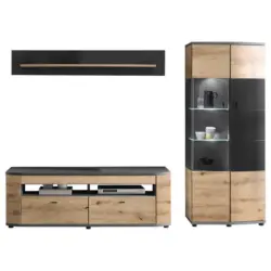 Wohnwand 235/177,5/46,4 cm in Braun, Grau, Eiche Artisan