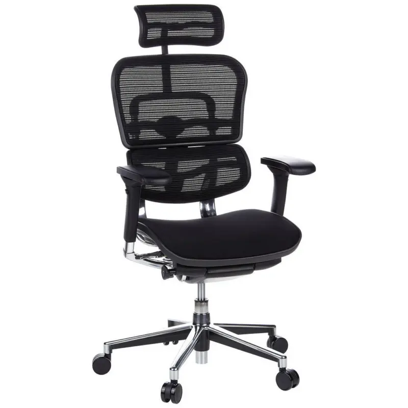 Drehstuhl in Netzbespannung, Flachgewebe Schwarz