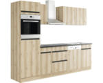 Hornbach Küchenblock Optifit Kaya Wildeiche matt 270 cm inkl. Einbaugeräte mit Backofen