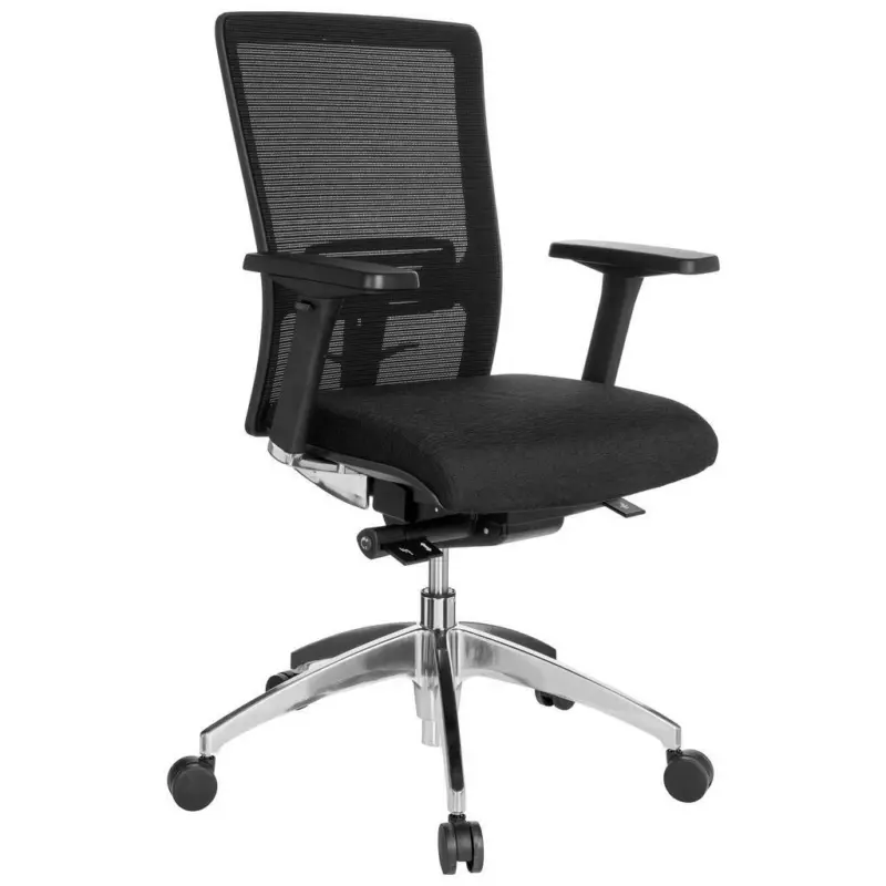 Drehstuhl in Netzbespannung, Flachgewebe Schwarz