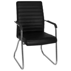 Besucherstuhl in Lederlook Schwarz