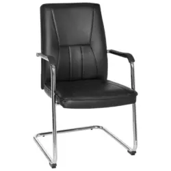 Besucherstuhl in Lederlook Schwarz