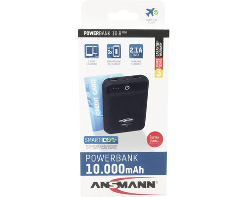 Powerbank ANSMANN 10.8 mini 3,7 V mit 2x USB Outputs schwarz 1 Stk.