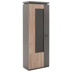 Vitrine in Grau, Eichefarben
