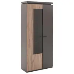Vitrine in Grau, Eichefarben