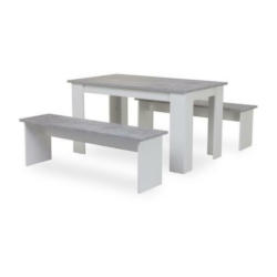 Tischgruppe in Holzwerkstoff Grau, Weiß