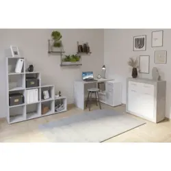 Eckschreibtisch in Grau, Wei&szlig;