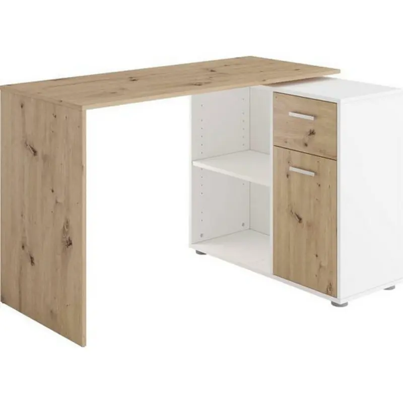 Schreibtischkombination in Weiß, Eiche Artisan