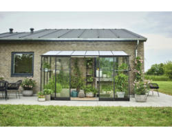 Anlehngewächshaus Halls Qube Lean-To 612 Sicherheitsglas 3 mm 188 x 374 cm schwarz