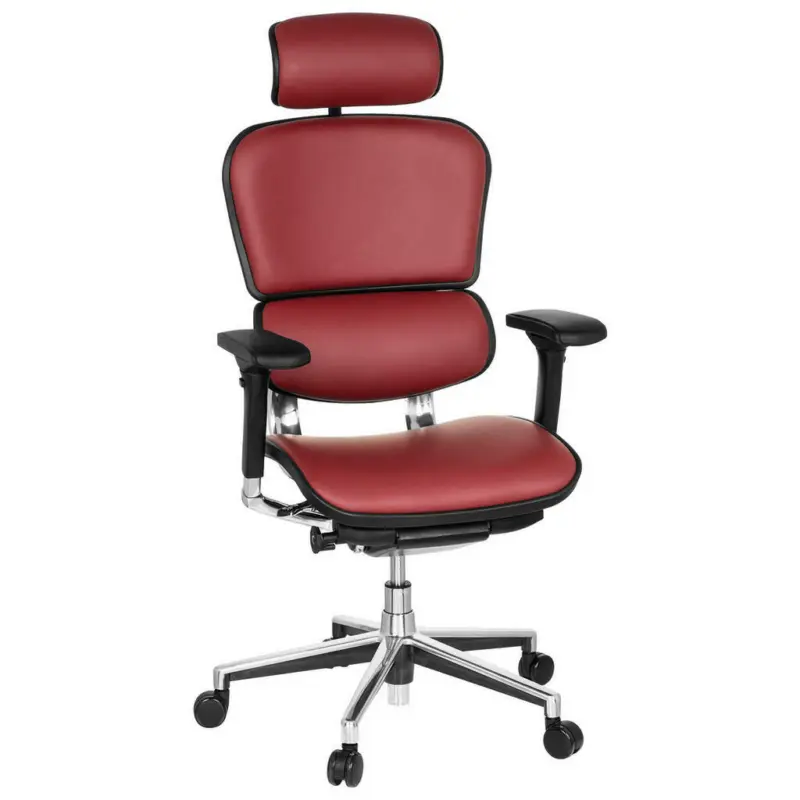 Drehstuhl in Lederlook Rot, Schwarz