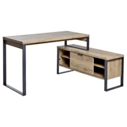 Eckschreibtisch 147/120/76 cm in Anthrazit, Eichefarben