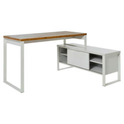 Schreibtisch 147/120/76 cm in Weiß, Eichefarben