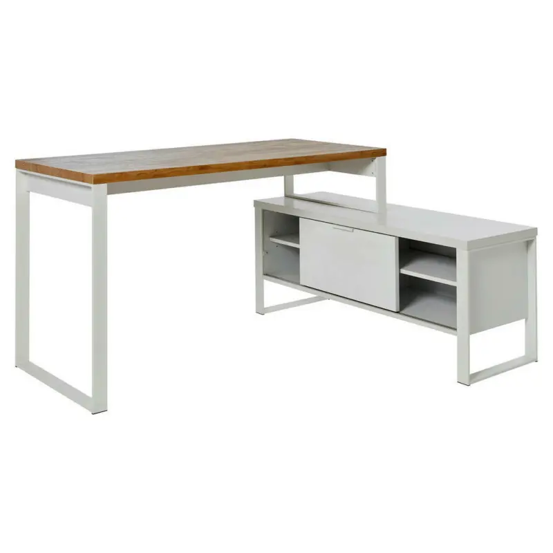 Schreibtisch 147/120/76 cm in Weiß, Eichefarben