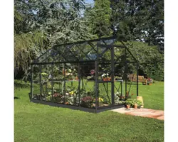 Gewächshaus Halls Popular 106 Blankglas 3 mm 193 x 319 cm schwarz